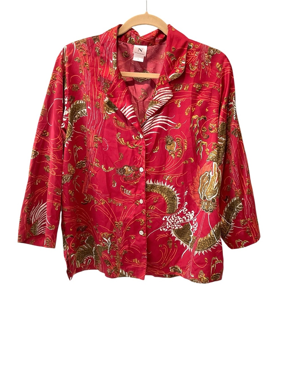 Natori Red Dragon Satin Pajama Set Large - Picture 3 of 9